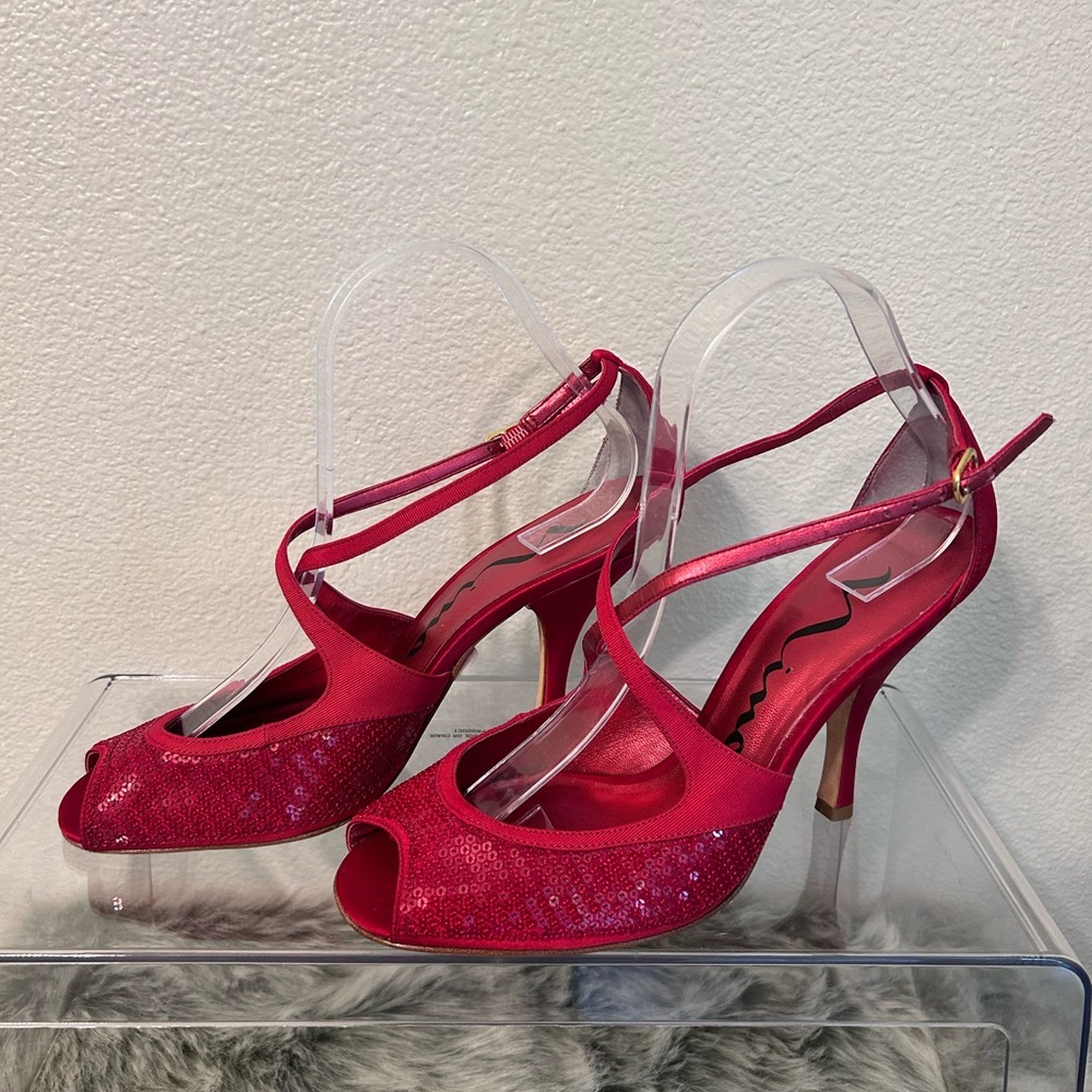 Nina Elegant Red Strappy Heels size 8 1/2 - Picture 2 of 8